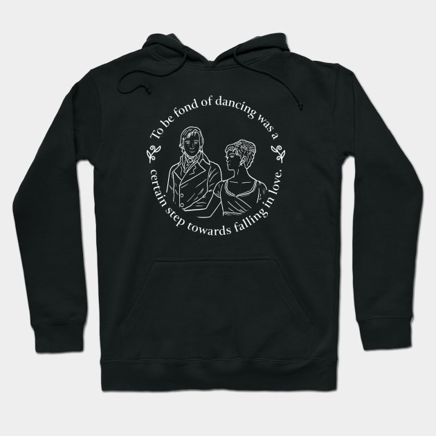 Black and White Pride and Prejudice Dance Quote Design Hoodie by MariOyama